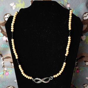 Handmade Wood/Glass Beaded Infinity Necklace